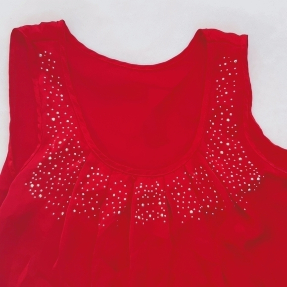 Red dress shirt womans small w/ silver embellishment - Picture 2 of 5